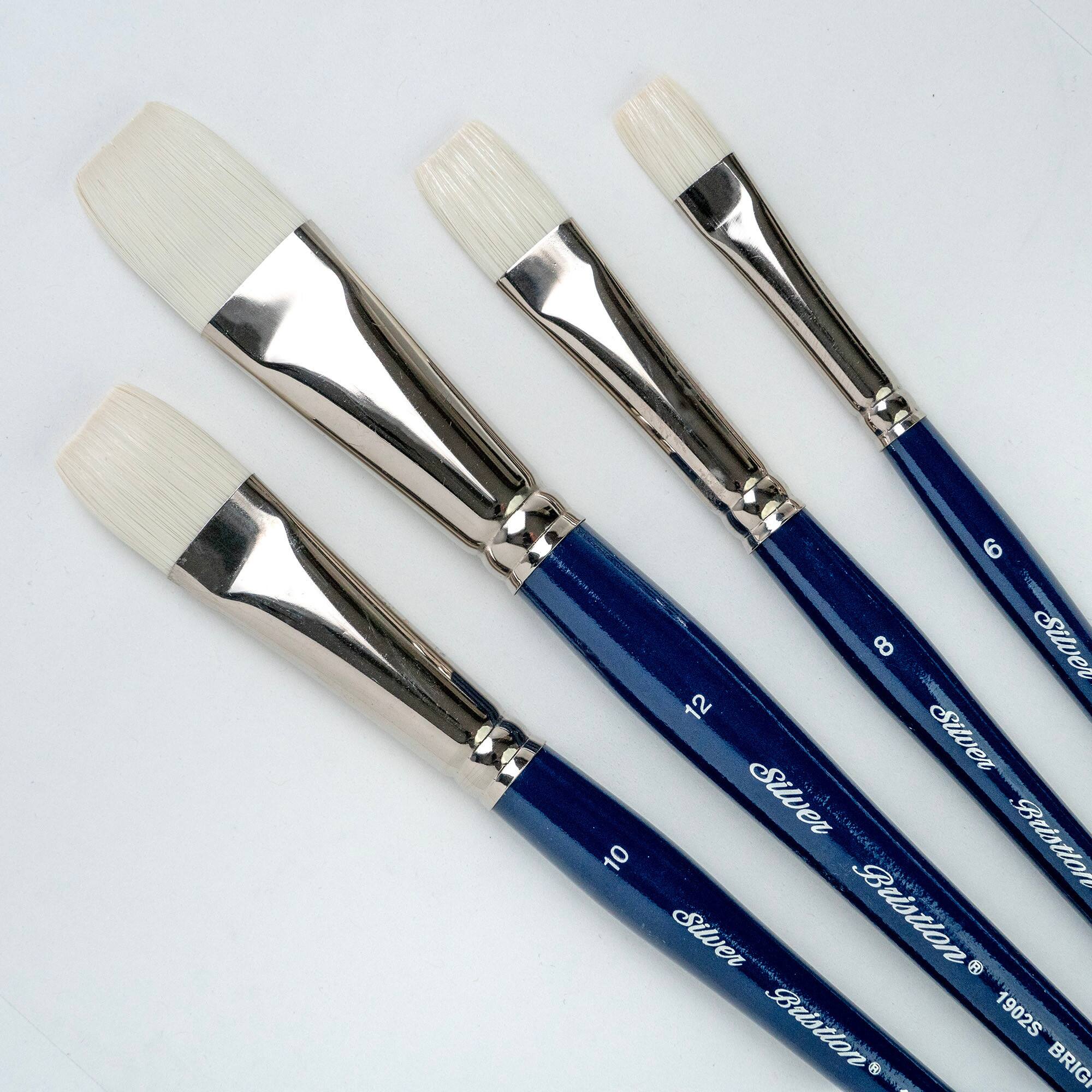 Silver Brush Limited Bristlon Short Handle Brights Brush, Set of 4
